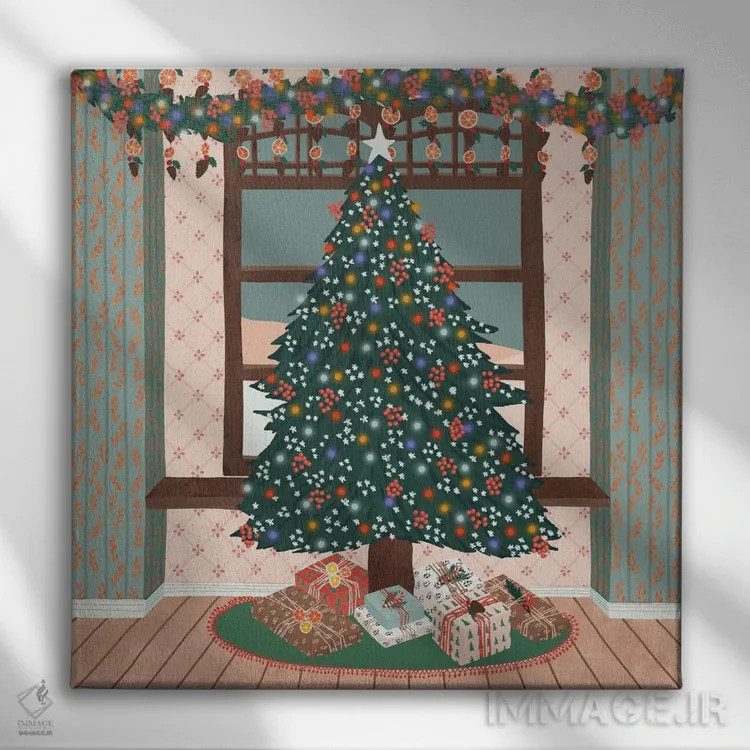 تابلو کریسمس مبارک اثر جیدا الاسار - نمای روبهرو روی دیوار