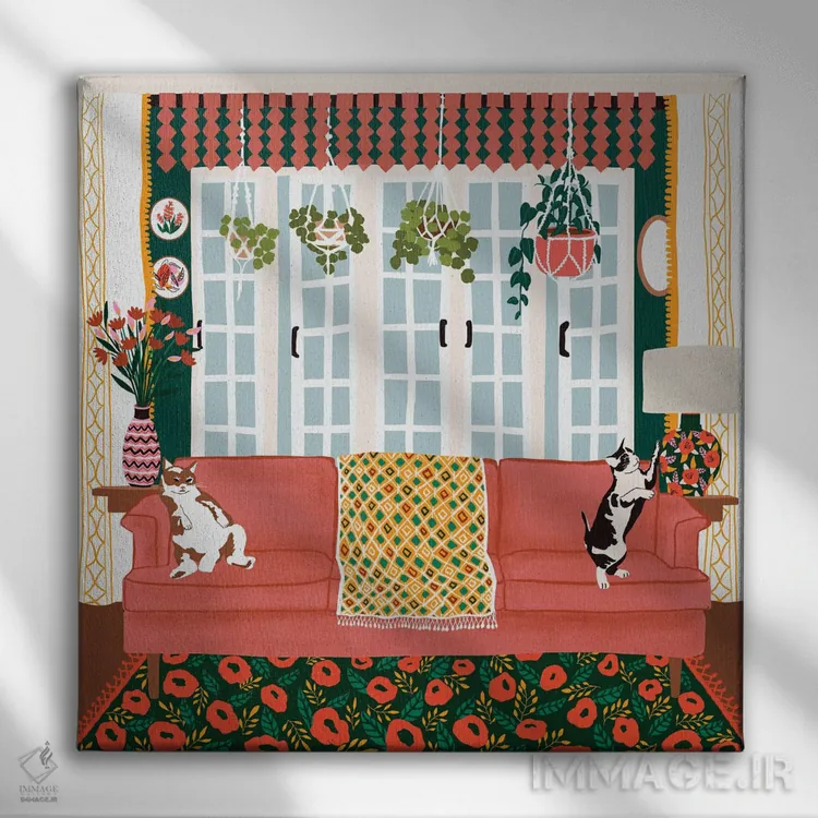 تابلو گربهای پرغرور اثر جیدا الاسار - نمای روبهرو روی دیوار