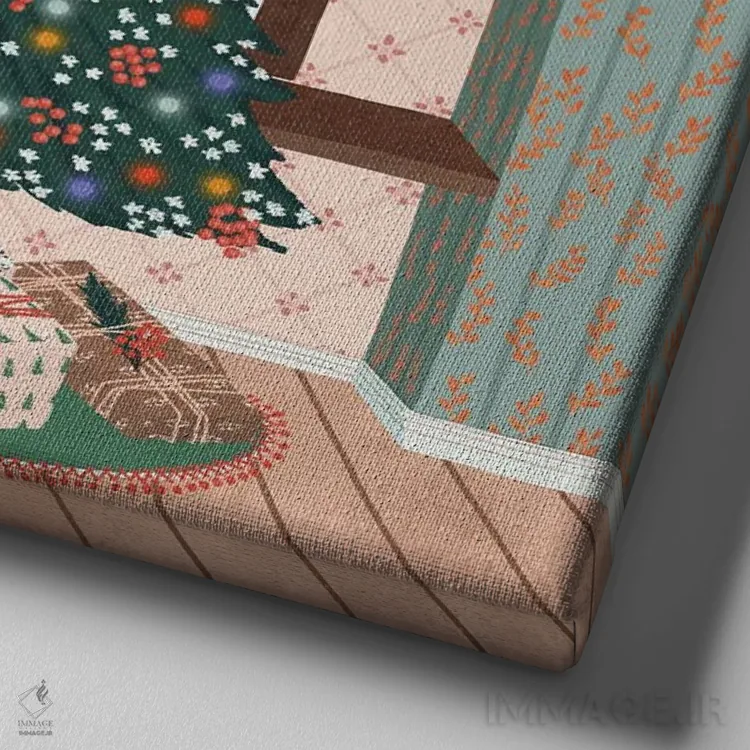 تابلو کریسمس مبارک اثر جیدا الاسار - نمای نزدیک بافت بوم