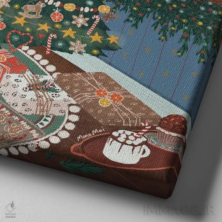 تابلو درخت کریسمس اثر جیدا الاسار - نمای نزدیک بافت بوم
