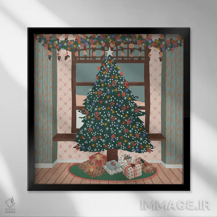 تابلو کریسمس مبارک اثر جیدا الاسار - نمای قابدار مشکی