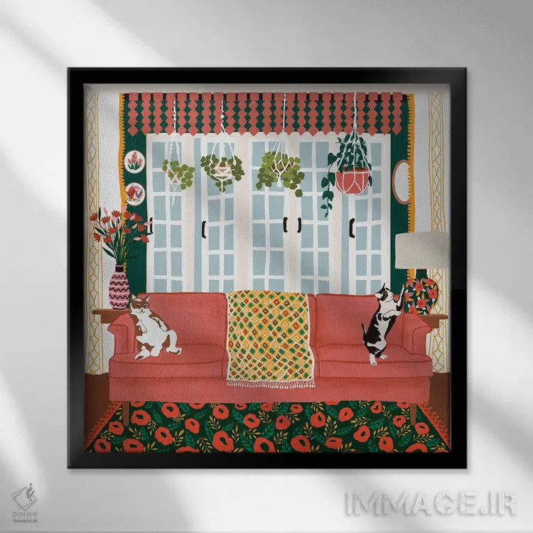 تابلو گربهای پرغرور اثر جیدا الاسار - نمای قابدار مشکی