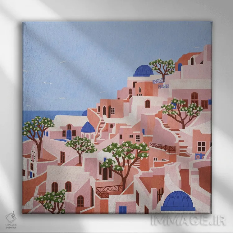 تابلو غروب در سانتورینی اثر جیدا الاسار - نمای روبهرو روی دیوار