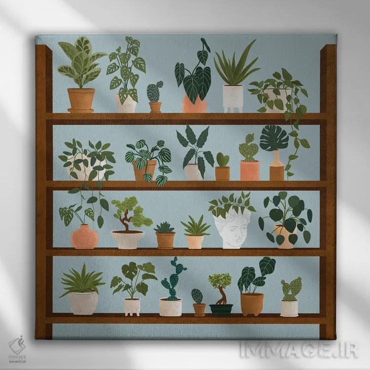 تابلو قفسههای گیاهان اثر جیدا الاسار - نمای روبهرو روی دیوار