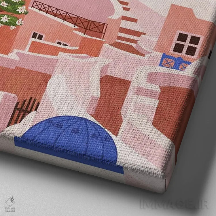 تابلو غروب در سانتورینی اثر جیدا الاسار - نمای نزدیک بافت بوم