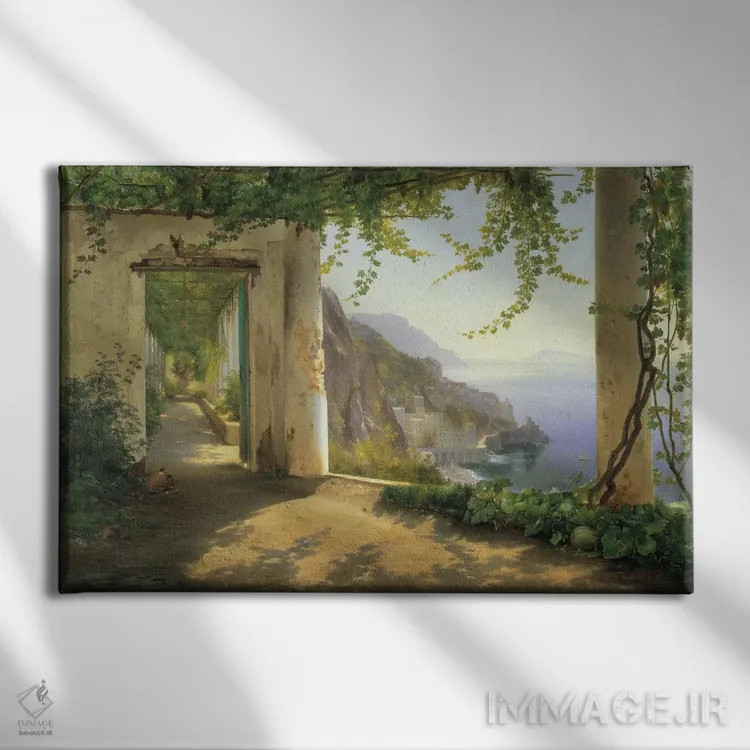 تابلو منظرهای به ساحل آمالفی اثر کارل فردریک آگارد (نقاش دانمارکی) - نمای روبهرو روی دیوار