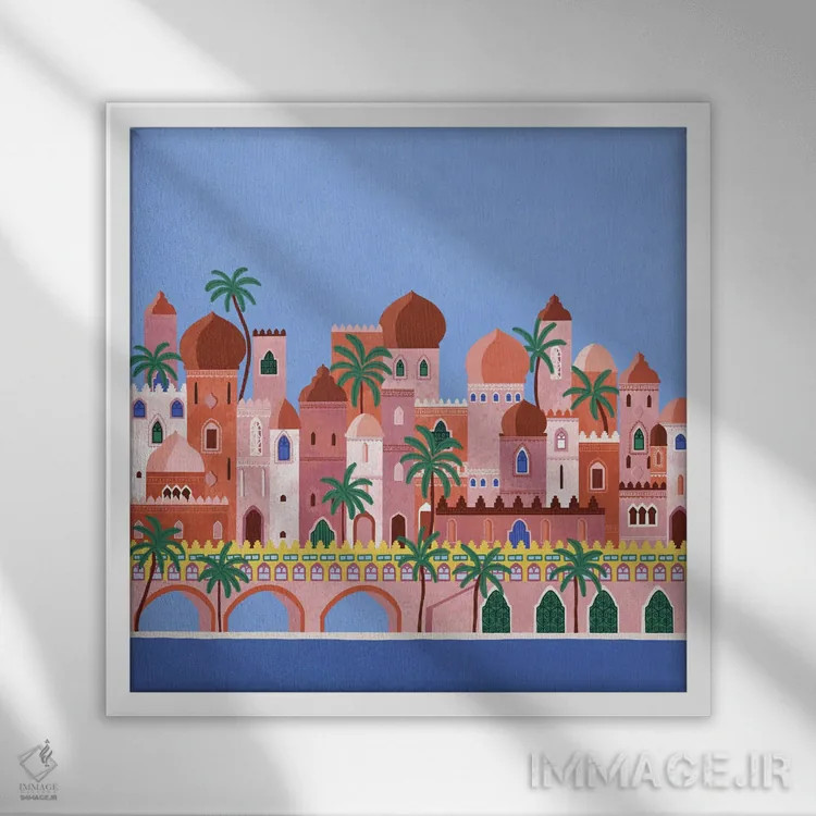 تابلو ریویرا (ساحل مدیترانه) اثر جیدا الاسار - نمای قابدار سفید