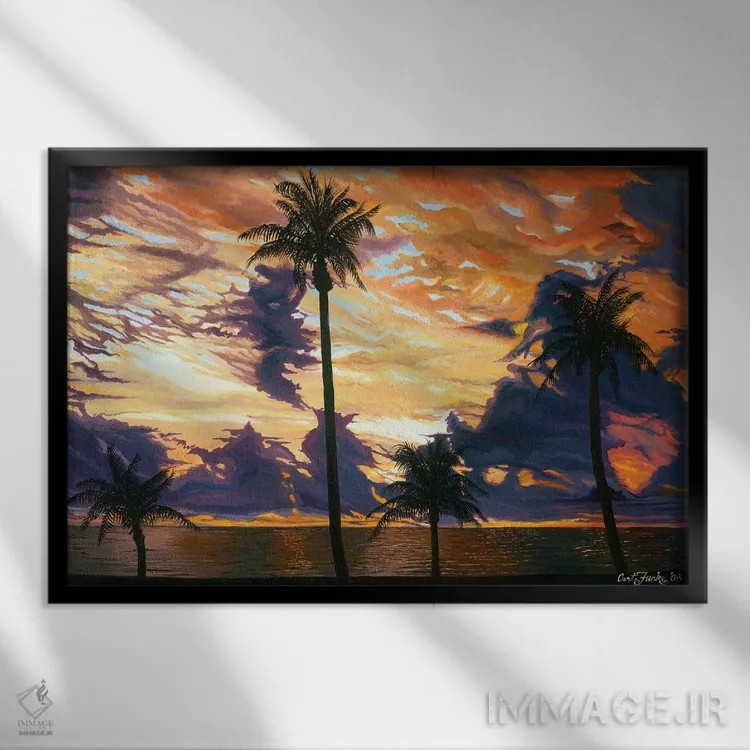تابلو غروب کائوای (هاوایی) اثر کرتیس فانک - نمای قابدار مشکی