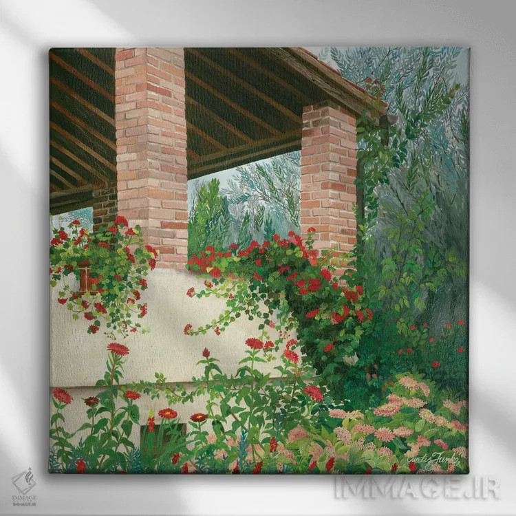 تابلو توسکانی در شکوفه اثر کرتیس فانک - نمای روبهرو روی دیوار