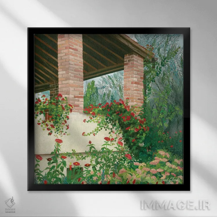 تابلو توسکانی در شکوفه اثر کرتیس فانک - نمای قابدار مشکی
