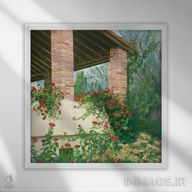 تابلو توسکانی در شکوفه اثر کرتیس فانک - نمای قابدار سفید