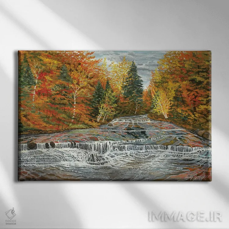 تابلو آبشار رودخانه چاگرین اثر کرتیس فانک - نمای روبهرو روی دیوار