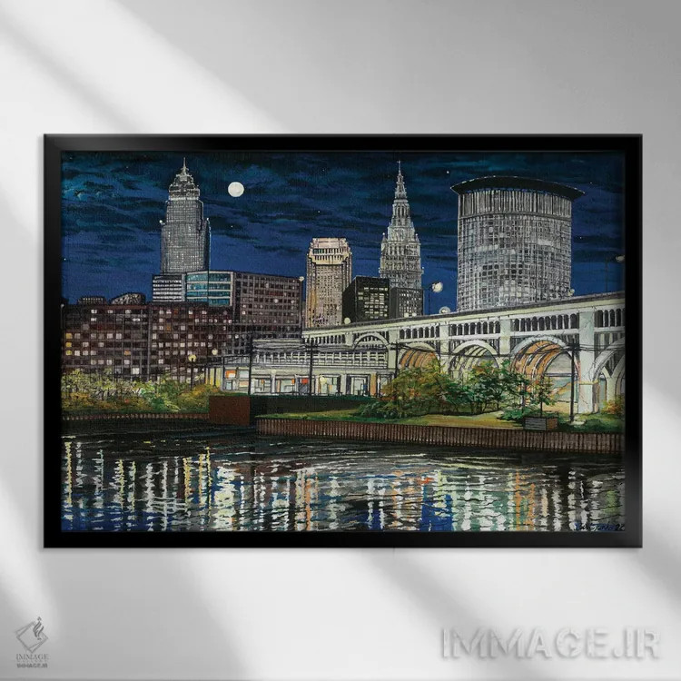 تابلو چراغهای کلیولند اثر کرتیس فانک - نمای قابدار مشکی