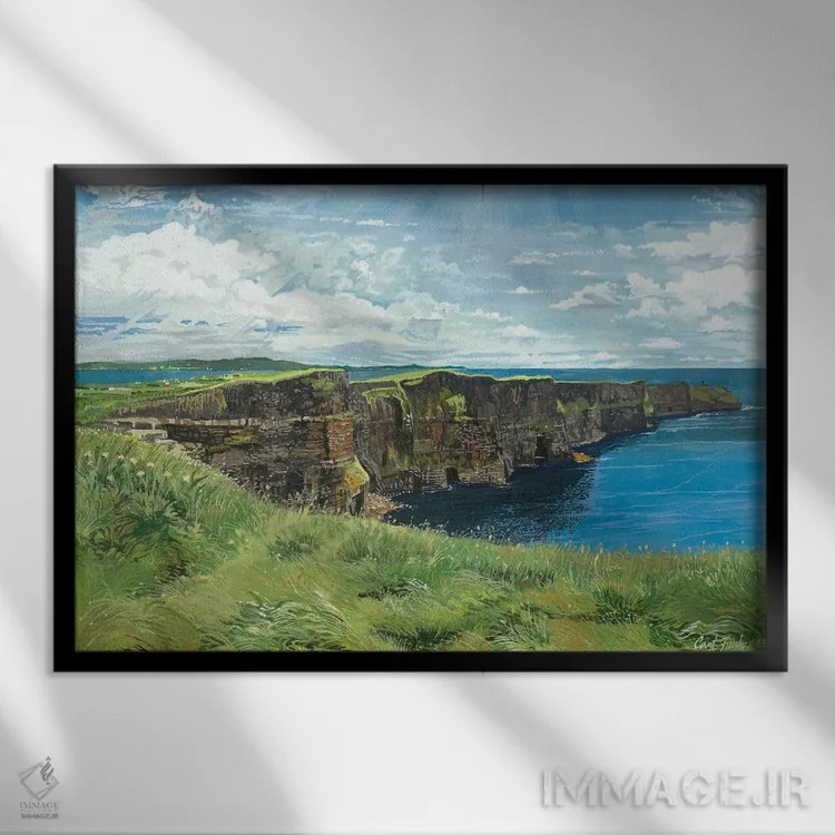 تابلو صخرههای موهر (ایرلند) اثر کرتیس فانک - نمای قابدار مشکی