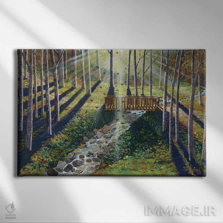 تابلو جویبار سنجاقک اثر کرتیس فانک - نمای روبهرو روی دیوار