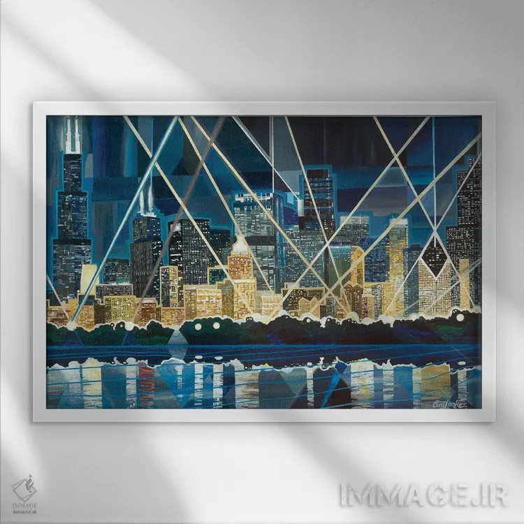 تابلو نورافکنهای شیکاگو اثر کرتیس فانک - نمای قابدار سفید