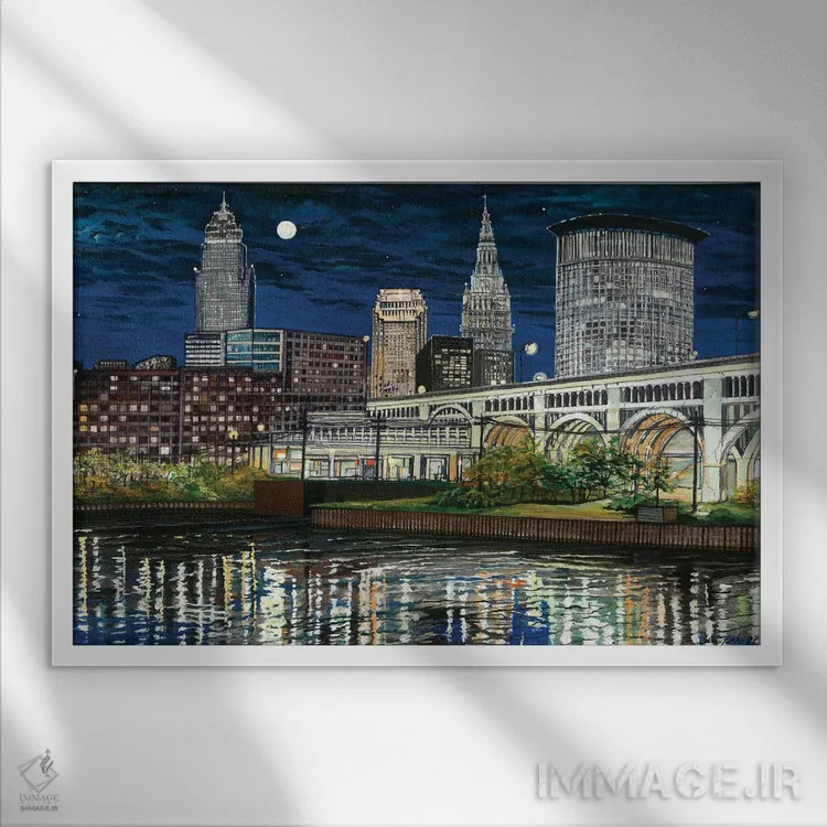 تابلو چراغهای کلیولند اثر کرتیس فانک - نمای قابدار سفید