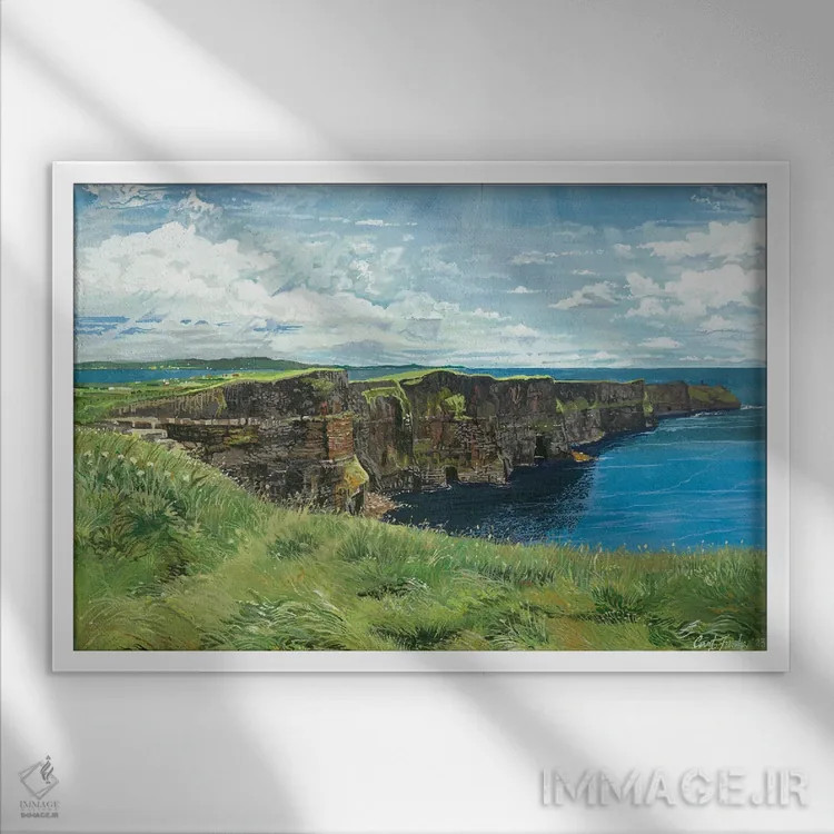 تابلو صخرههای موهر (ایرلند) اثر کرتیس فانک - نمای قابدار سفید