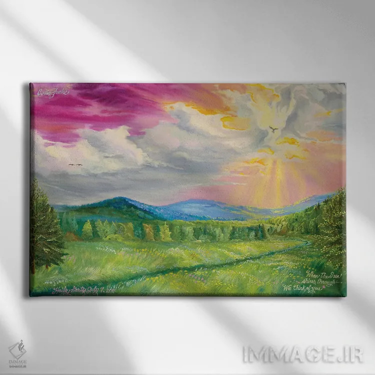 تابلو نشانهای از آسمان اثر کرتیس فانک - نمای روبهرو روی دیوار