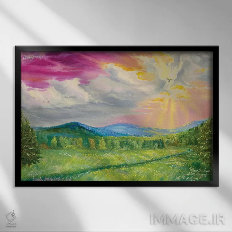 تابلو نشانهای از آسمان اثر کرتیس فانک - نمای قابدار مشکی