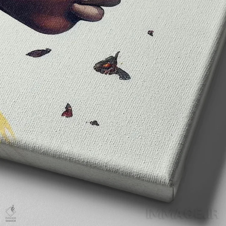 تابلو زن آفریقایی با پروانههای آبرنگی دهم اثر استودیو کروماتیک فیوژن - نمای نزدیک بافت بوم