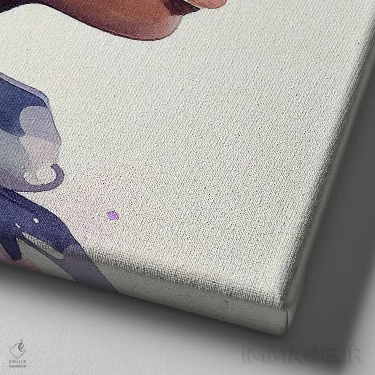 تابلو زن مسلمان آفریقایی با گلهای آبرنگی ۱ اثر استودیو کروماتیک فیوژن - نمای نزدیک بافت بوم