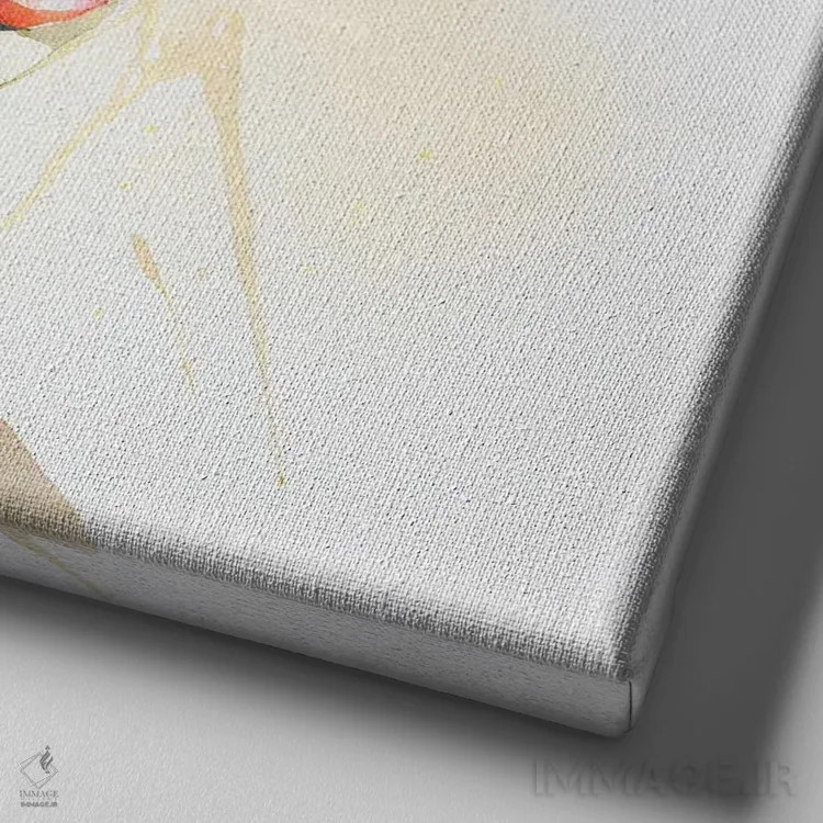 تابلو گیشای مدرن آبرنگی یکم اثر استودیو کروماتیک فیوژن - نمای نزدیک بافت بوم