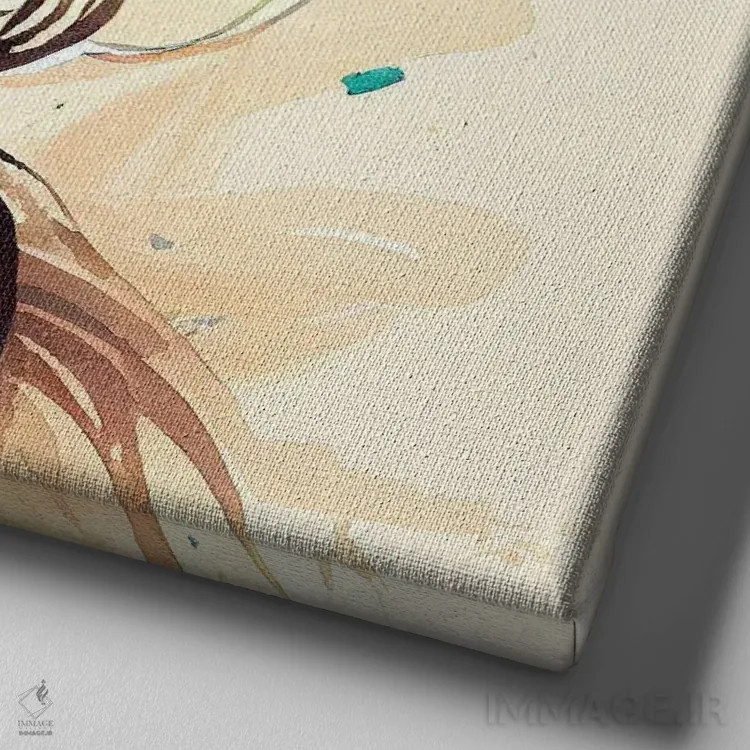 تابلو زن بومی هندی با گلهای آبرنگی ۱۴ اثر استودیو کروماتیک فیوژن - نمای نزدیک بافت بوم