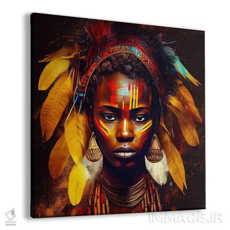 تابلو زن مبارز آفریقایی قدرتمند دوم اثر استودیو کروماتیک فیوژن - نمای پرسپکتیو محصول