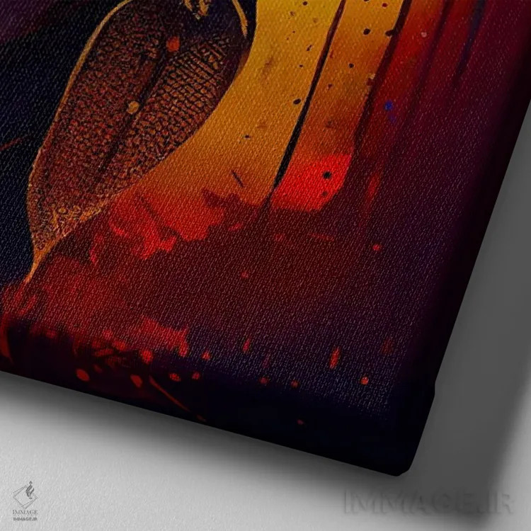 تابلو زن مبارز آفریقایی قدرتمند یکم اثر استودیو کروماتیک فیوژن - نمای نزدیک بافت بوم