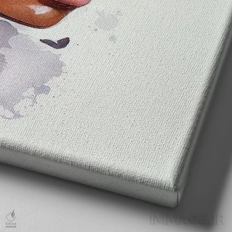 تابلو زن عرب با گلهای آبرنگی دوم اثر استودیو کروماتیک فیوژن - نمای نزدیک بافت بوم