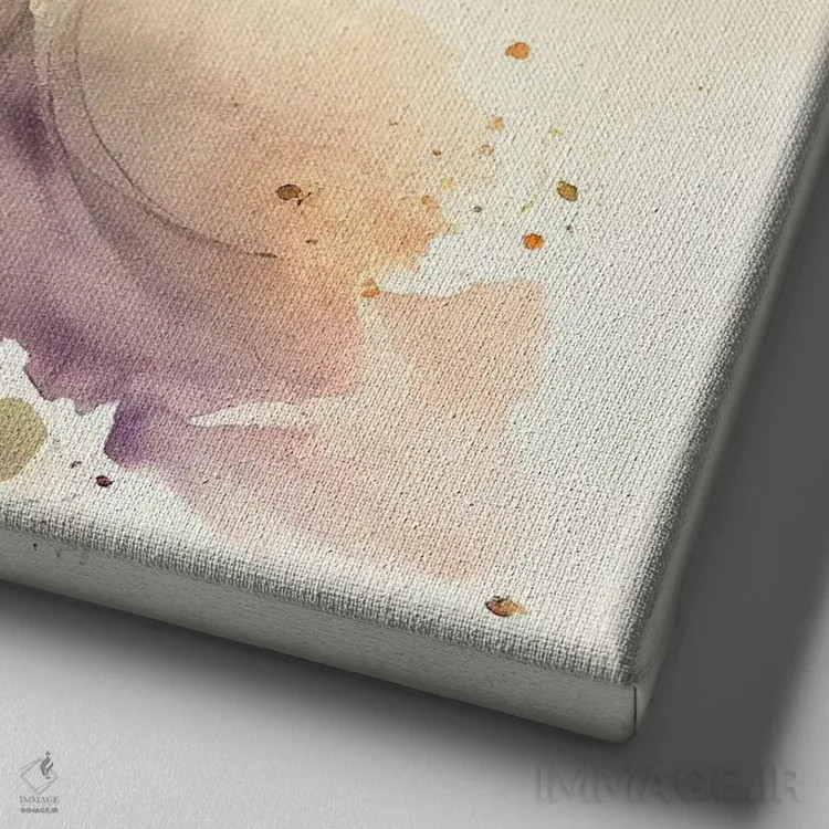 تابلو زن سرخپوست هندی با گلهای آبرنگی دوم اثر استودیو کروماتیک فیوژن - نمای نزدیک بافت بوم