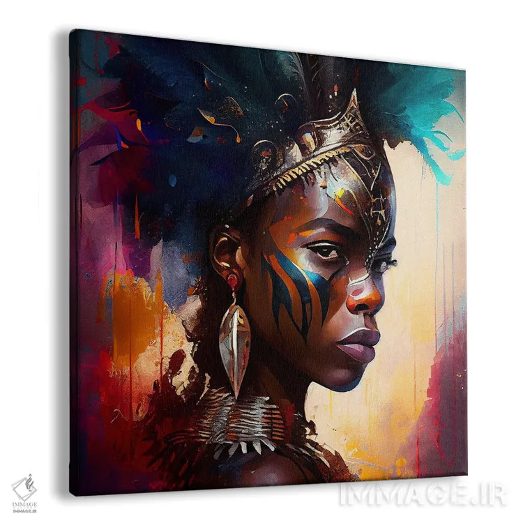 تابلو زن مبارز آفریقایی قدرتمند چهارم اثر استودیو کروماتیک فیوژن - نمای پرسپکتیو محصول