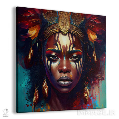 تابلو زن مبارز آفریقایی قدرتمند سوم اثر استودیو کروماتیک فیوژن - نمای پرسپکتیو محصول