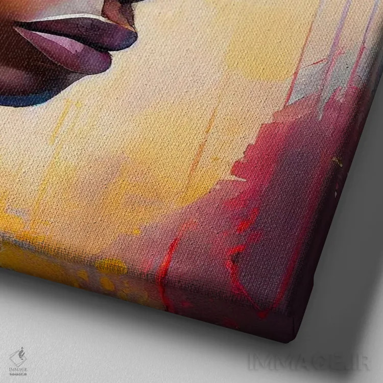 تابلو زن مبارز آفریقایی قدرتمند چهارم اثر استودیو کروماتیک فیوژن - نمای نزدیک بافت بوم