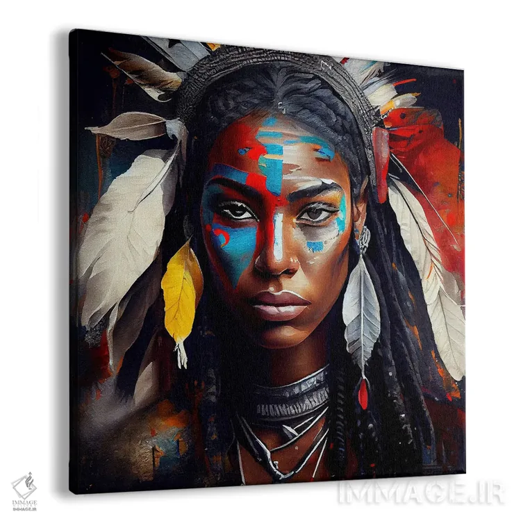 تابلو زن مبارز سرخپوست آمریکایی قدرتمند دوم اثر استودیو کروماتیک فیوژن - نمای پرسپکتیو محصول