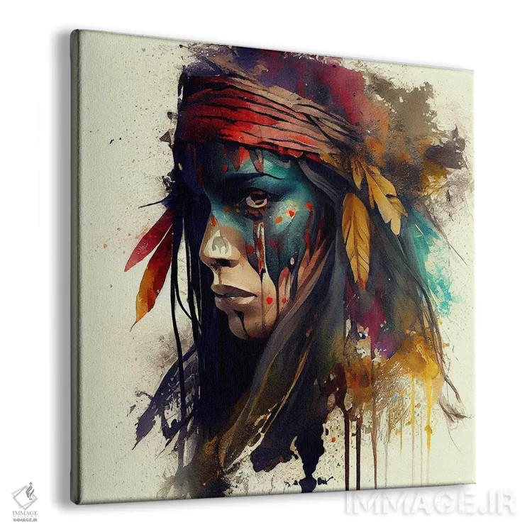 تابلو زن مبارز سرخپوست آمریکایی قدرتمند سوم اثر استودیو کروماتیک فیوژن - نمای پرسپکتیو محصول