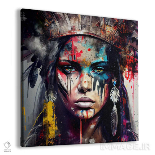 تابلو زن مبارز سرخپوست آمریکایی قدرتمند پنجم اثر استودیو کروماتیک فیوژن - نمای پرسپکتیو محصول