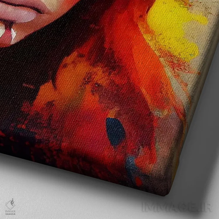 تابلو زن سرخپوست آمریکایی قدرتمند یکم اثر استودیو کروماتیک فیوژن - نمای نزدیک بافت بوم