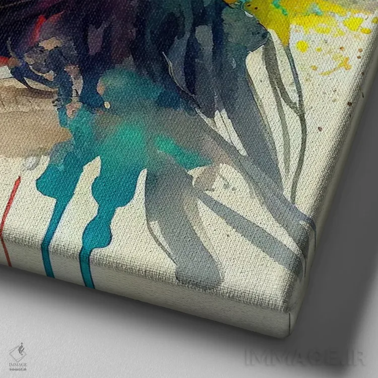 تابلو زن سرخپوست آمریکایی قدرتمند دوم اثر استودیو کروماتیک فیوژن - نمای نزدیک بافت بوم