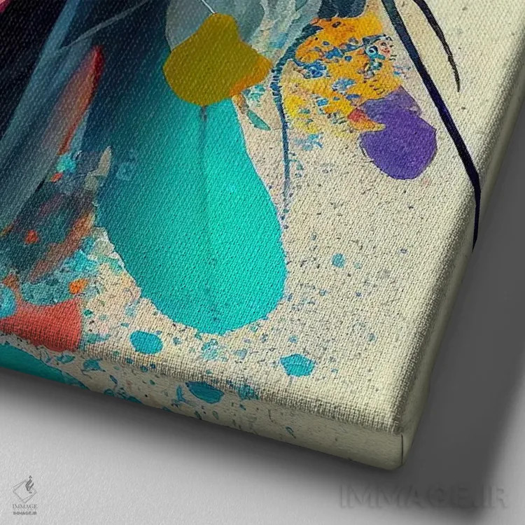 تابلو زن سرخپوست آمریکایی قدرتمند پنجم اثر استودیو کروماتیک فیوژن - نمای نزدیک بافت بوم