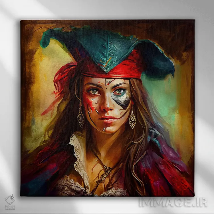 تابلو زن دزد دریایی قدرتمند دوم اثر استودیو کروماتیک فیوژن - نمای روبهرو روی دیوار