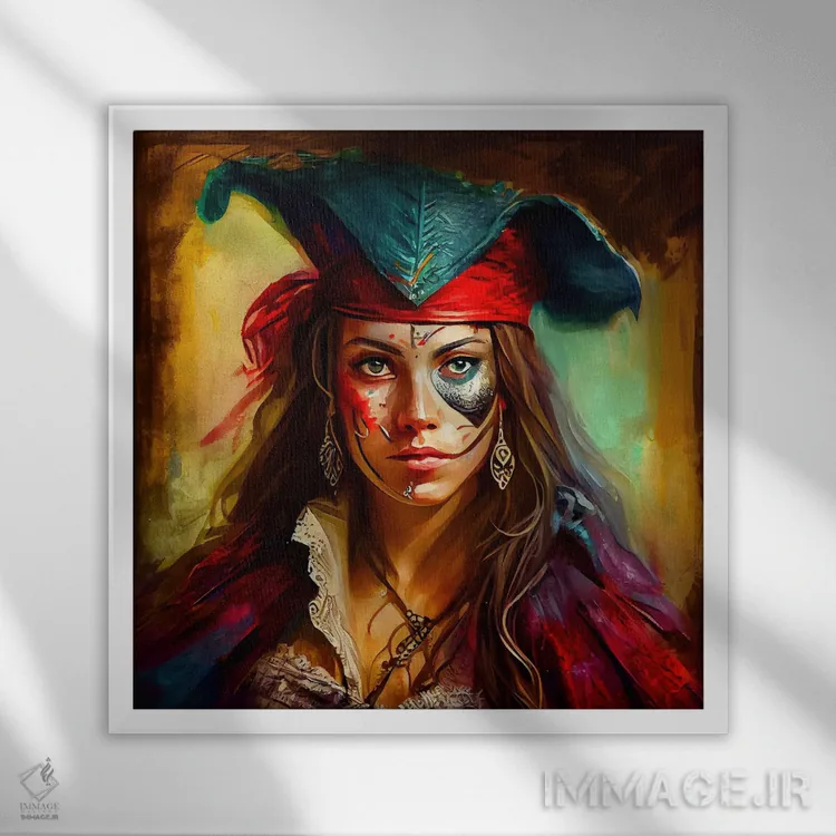 تابلو زن دزد دریایی قدرتمند دوم اثر استودیو کروماتیک فیوژن - نمای قابدار سفید