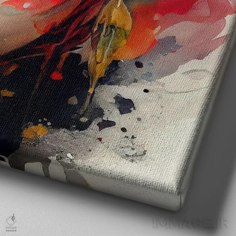 تابلو زن آسیایی قدرتمند یکم اثر استودیو کروماتیک فیوژن - نمای نزدیک بافت بوم