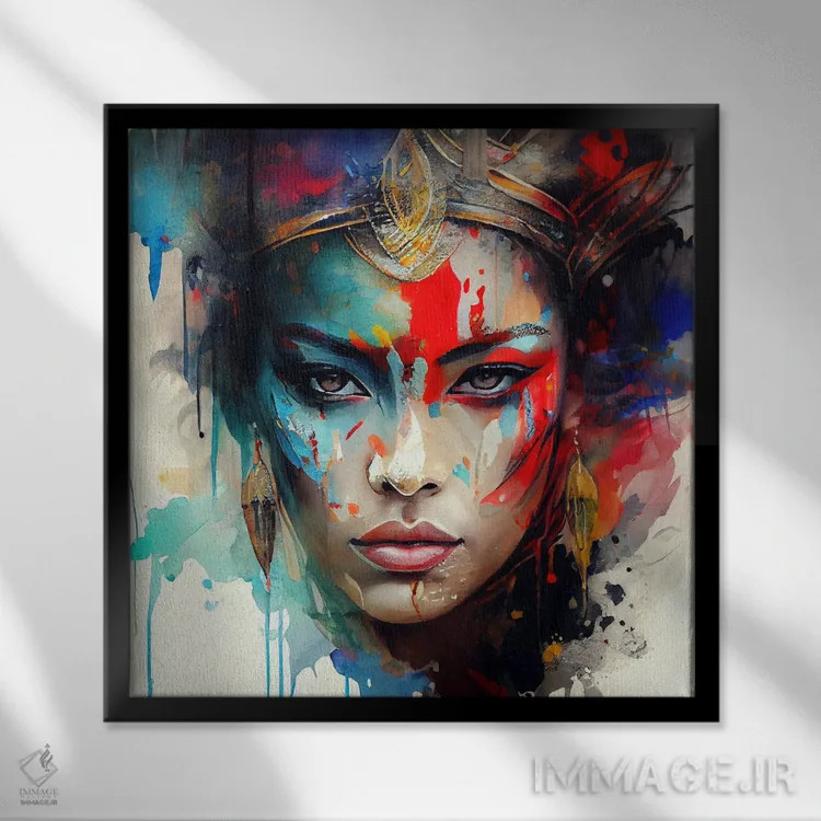 تابلو زن آسیایی قدرتمند یکم اثر استودیو کروماتیک فیوژن - نمای قابدار مشکی