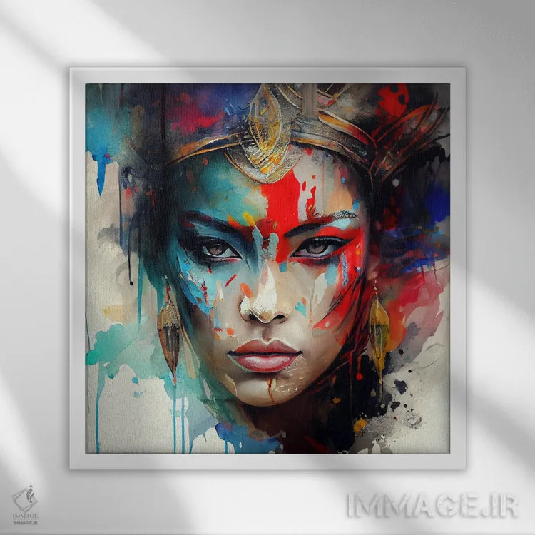 تابلو زن آسیایی قدرتمند یکم اثر استودیو کروماتیک فیوژن - نمای قابدار سفید