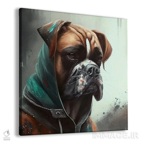 تابلو سگ بولداگ بوکسور آبرنگی اثر استودیو کروماتیک فیوژن - نمای پرسپکتیو محصول