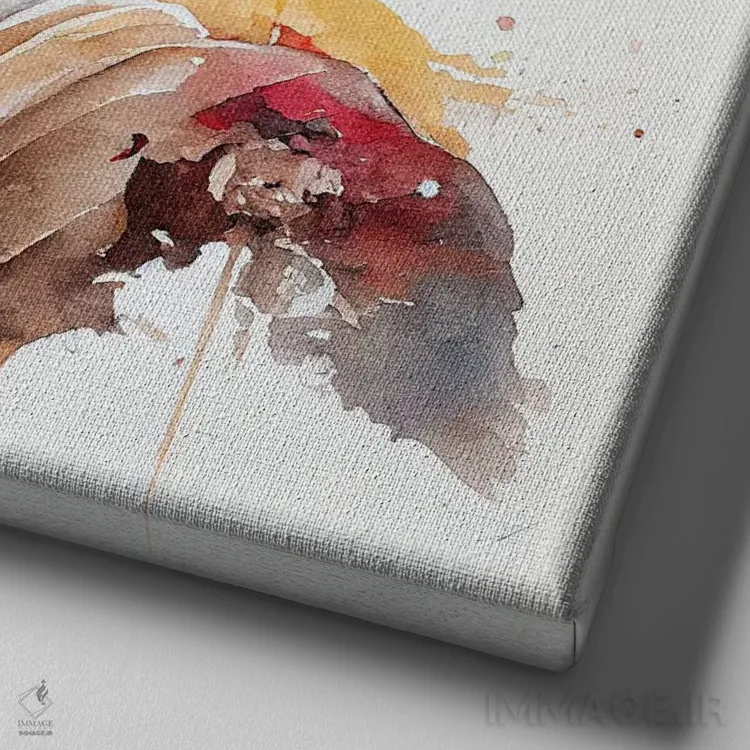 تابلو بودای آبرنگی سوم اثر استودیو کروماتیک فیوژن - نمای نزدیک بافت بوم