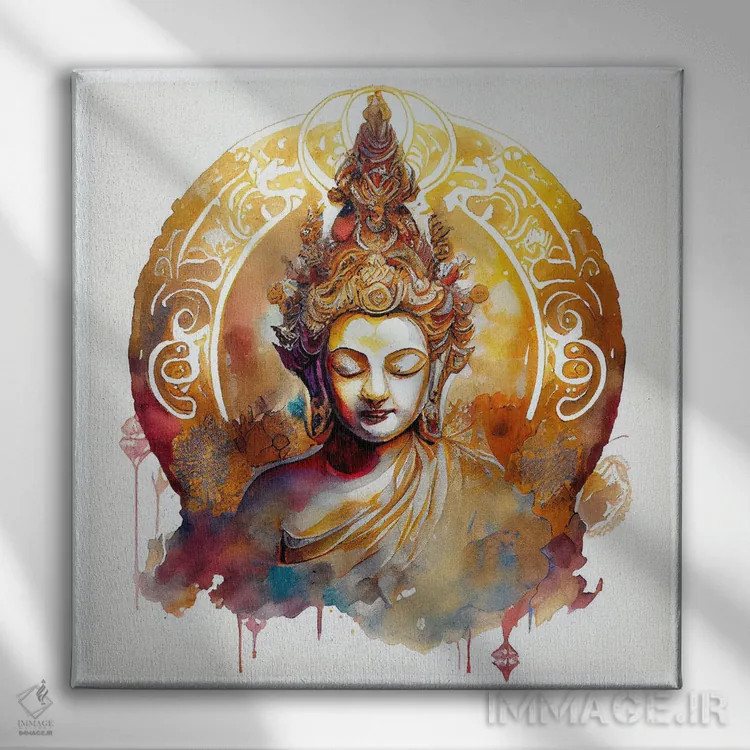تابلو بودای آبرنگی هفتم اثر استودیو کروماتیک فیوژن - نمای روبهرو روی دیوار