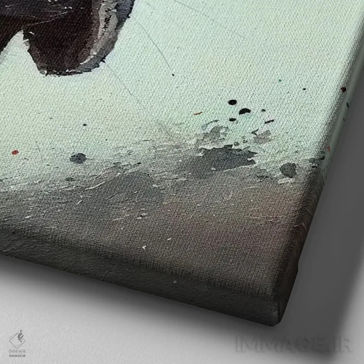 تابلو سگ بولداگ بوکسور آبرنگی اثر استودیو کروماتیک فیوژن - نمای نزدیک بافت بوم